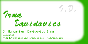 irma davidovics business card